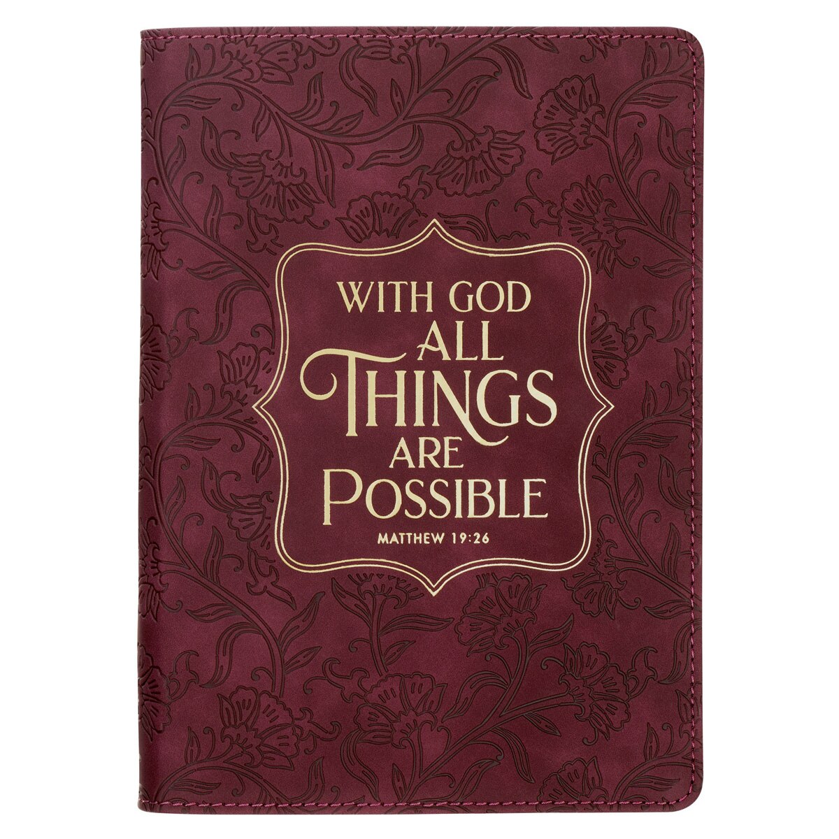 Things Are Possible Burgundy Faux Leather Classic Journal - Matthew 19:26