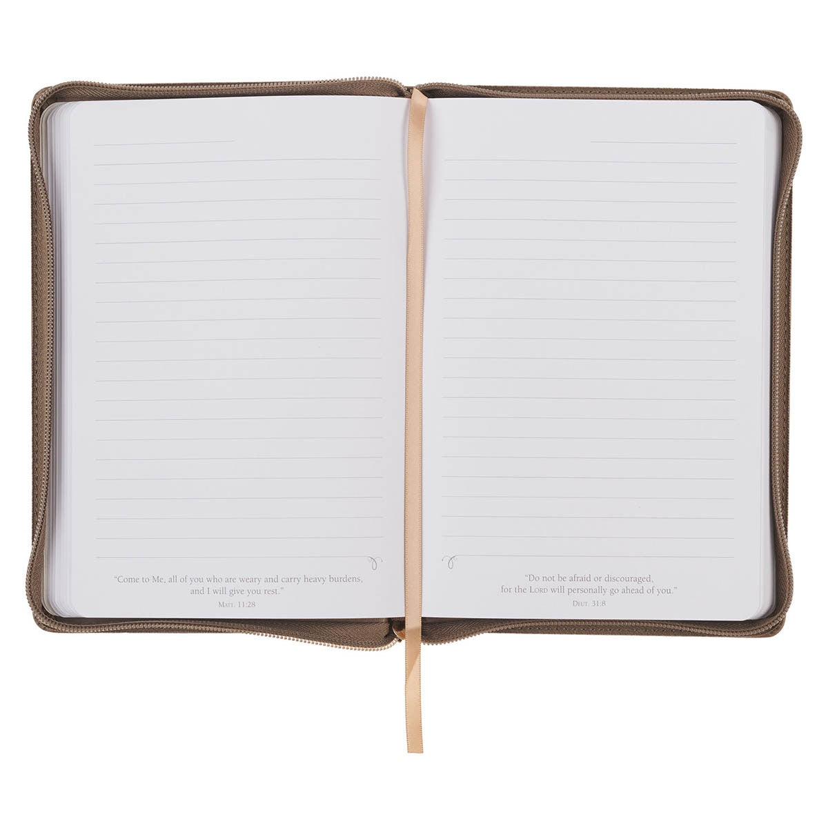 Be Strong and Courageous Ash-brown Faux Leather Journal with Zipper Closure - Joshua 1:9