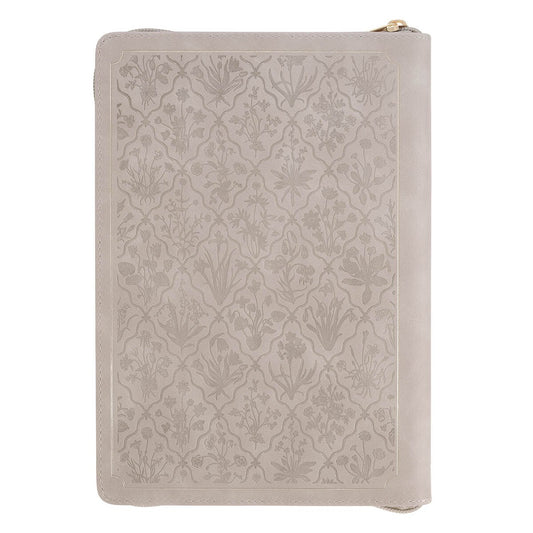 Sufficient Grace Taupe Faux Leather Classic Journal with Zipper Closure - 2 Cor 12:9 - Image 2