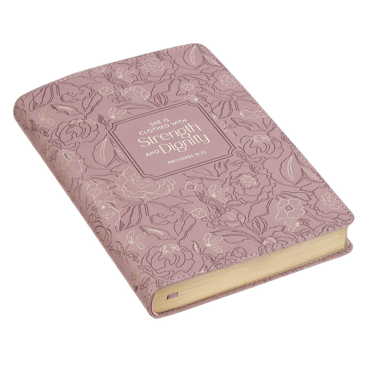 Strength and Dignity Dusty Purple Floral Faux Leather Classic Journal - Proverbs 31:25 - Image 3