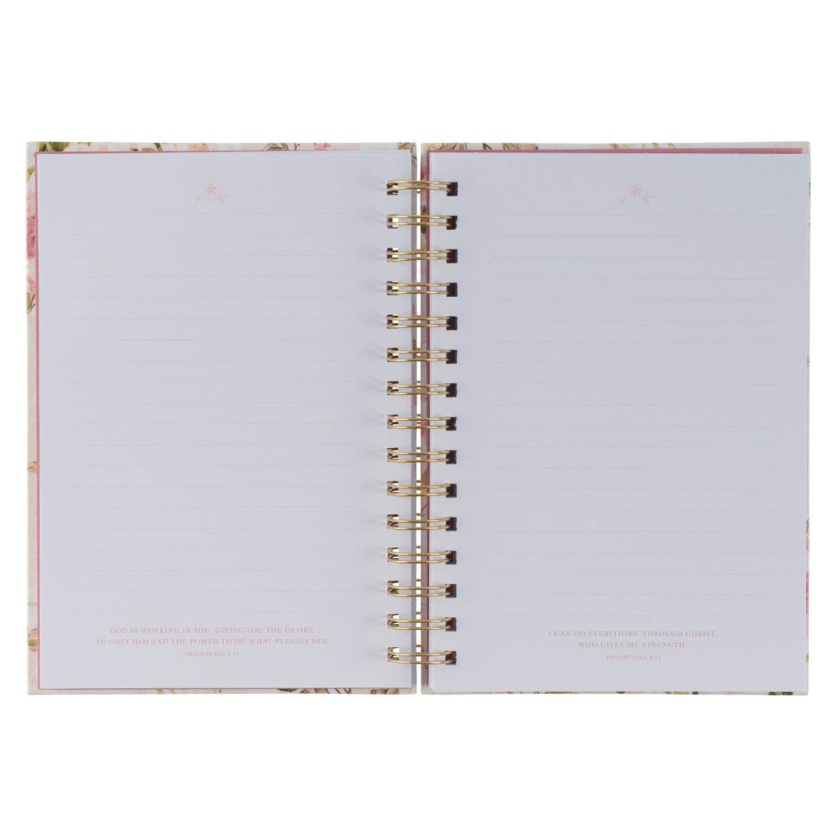 His Grace is Enough Blush Pink Floral Large Spiral Journal - 2 Corinthians 12:9