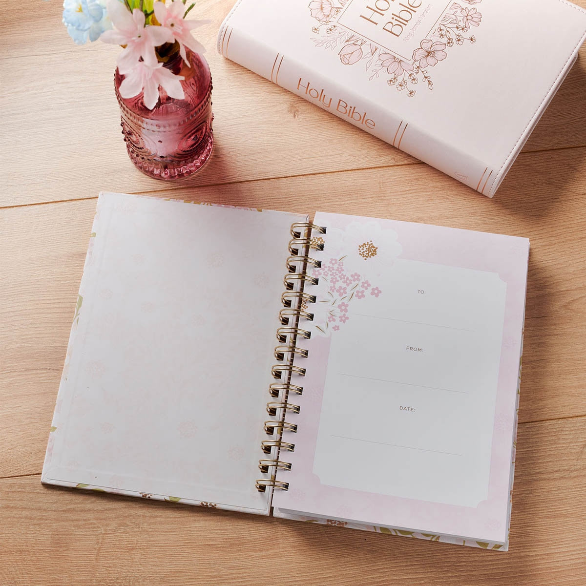 Bless and Keep You Blush Bloom Spiral Journal - Numbers 6:24
