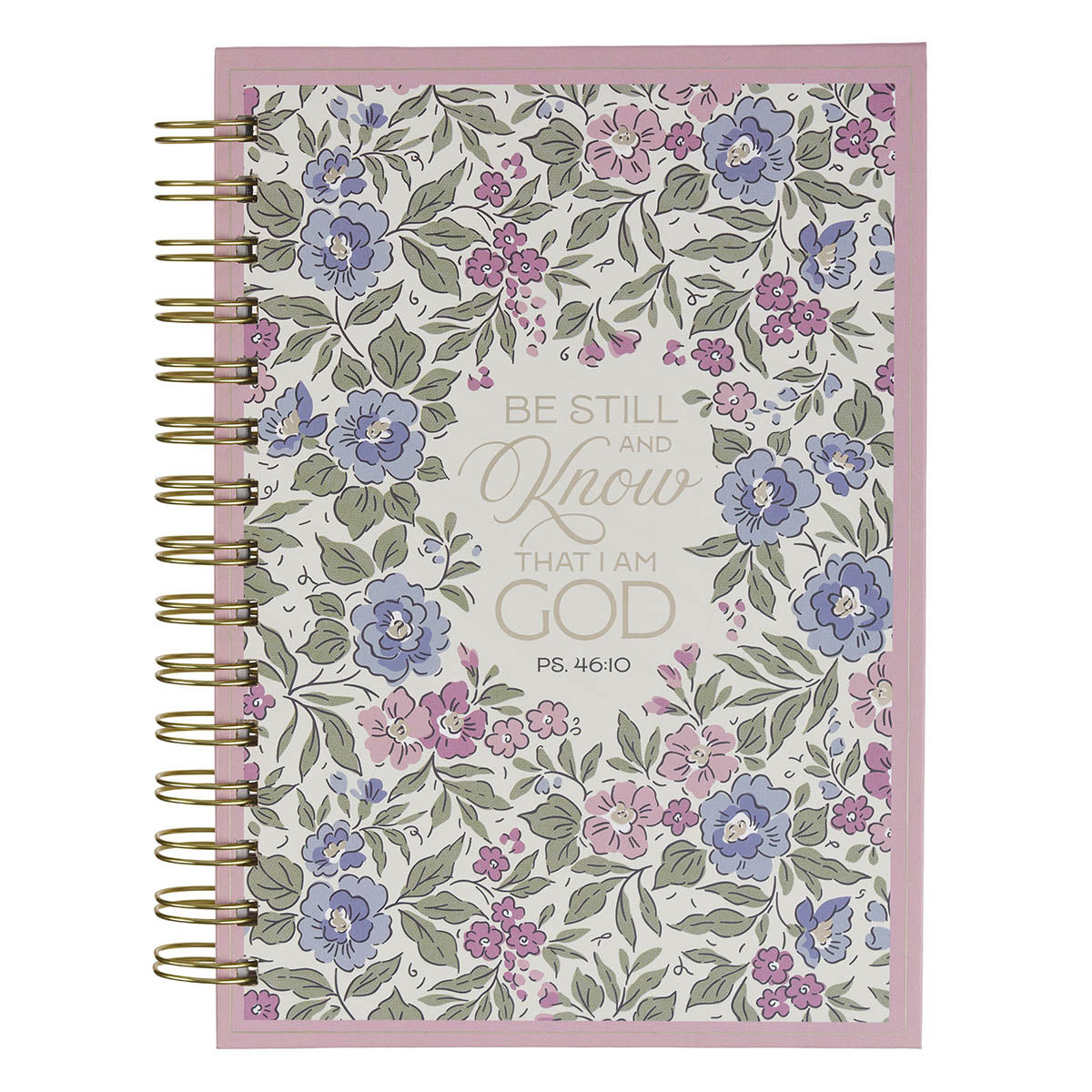 Be Still and Know Purple Floral Spiral Journal - Psalm 46:10