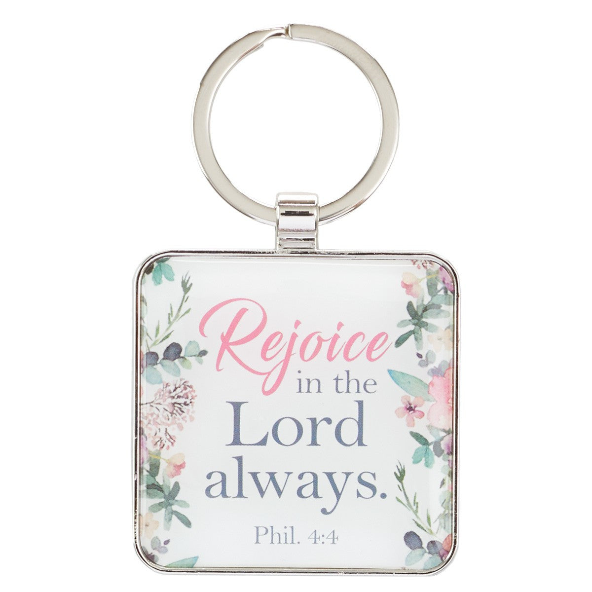 Rejoice - Philippians 4:4 Metal Key Ring