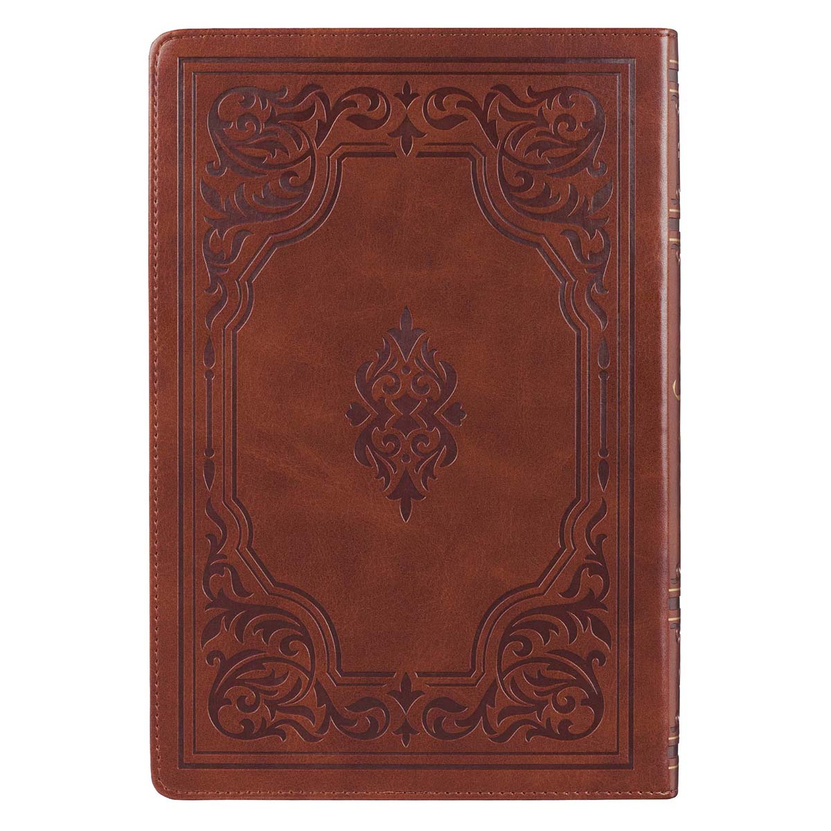 Antiqued Brown Faux Leather Large Print Thinline King James Version Bible with Thumb Index - Image 2