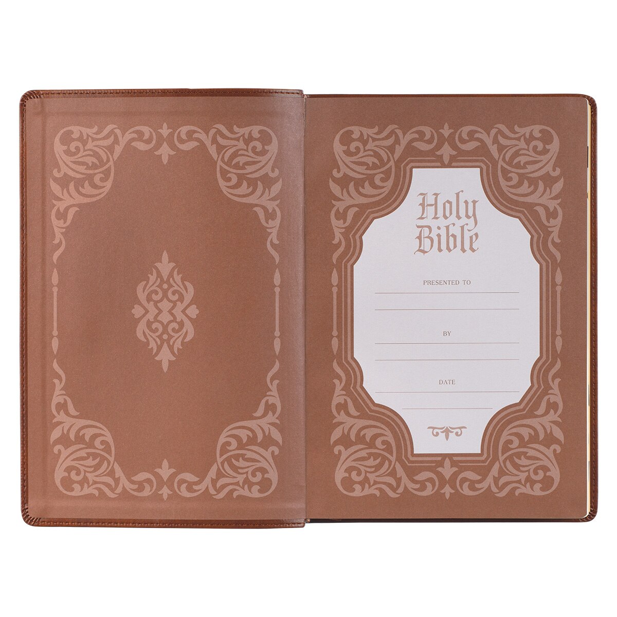 Antiqued Brown Faux Leather Large Print Thinline King James Version Bible with Thumb Index - Image 4