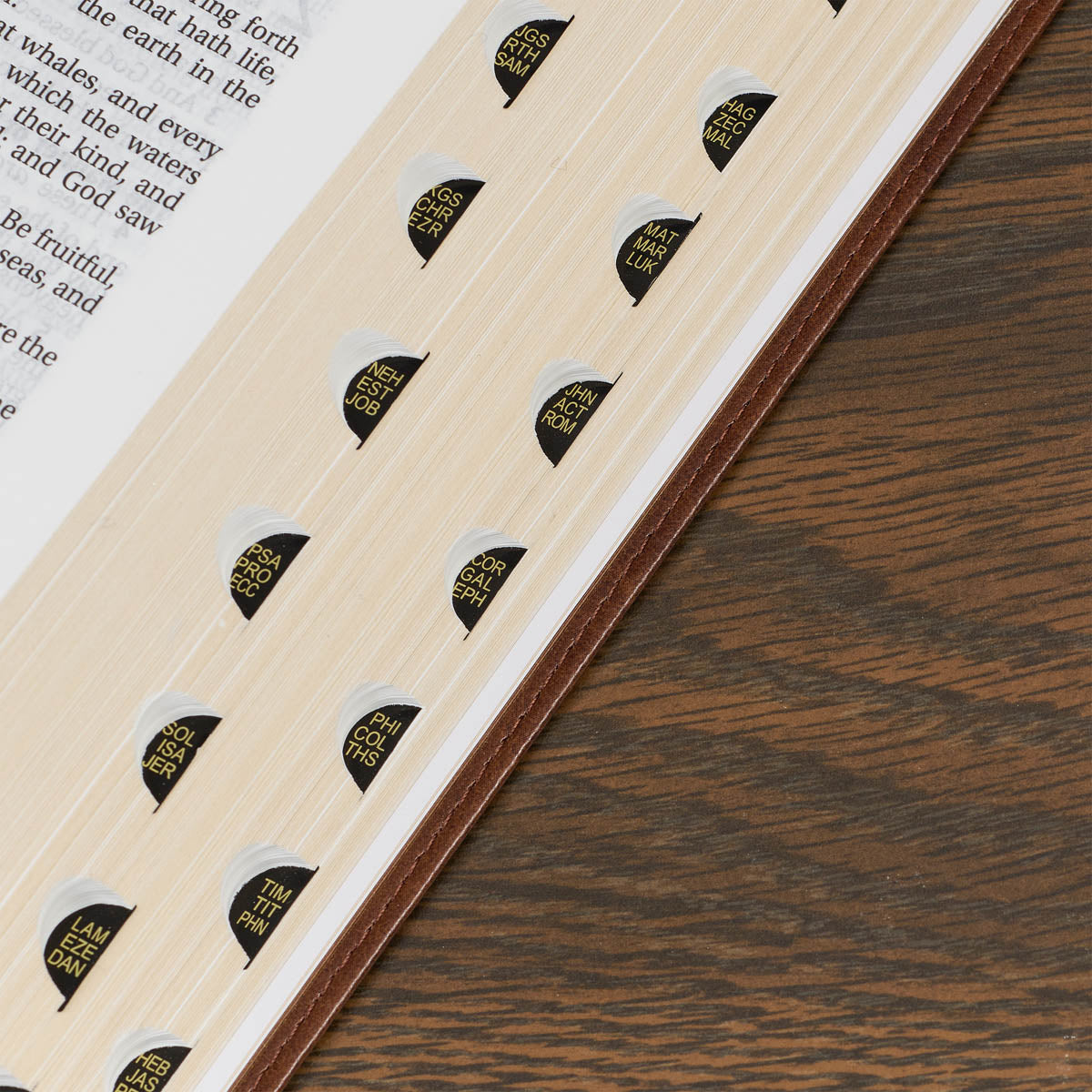 Antiqued Brown Faux Leather Large Print Thinline King James Version Bible with Thumb Index - Image 5