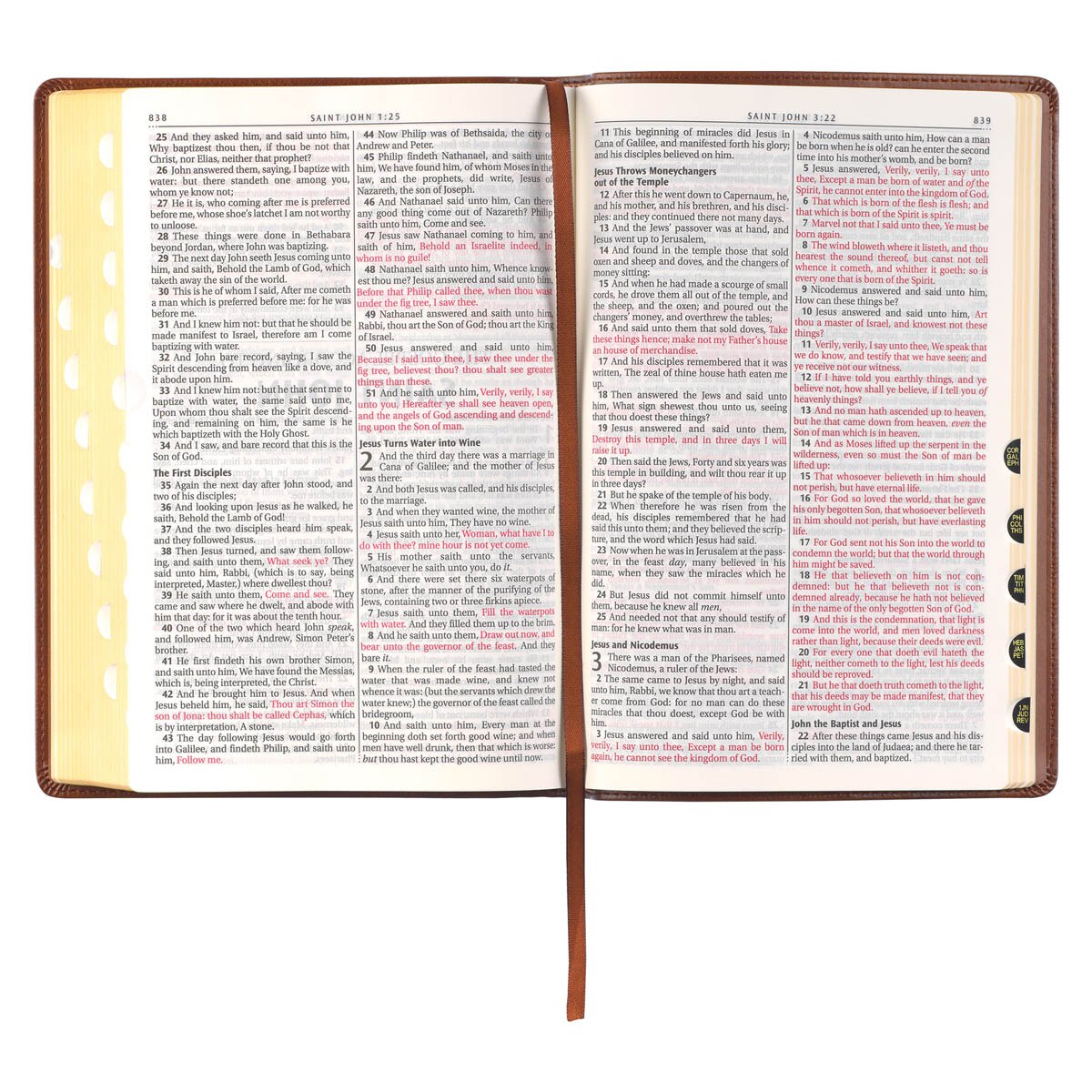 Antiqued Brown Faux Leather Large Print Thinline King James Version Bible with Thumb Index - Image 7
