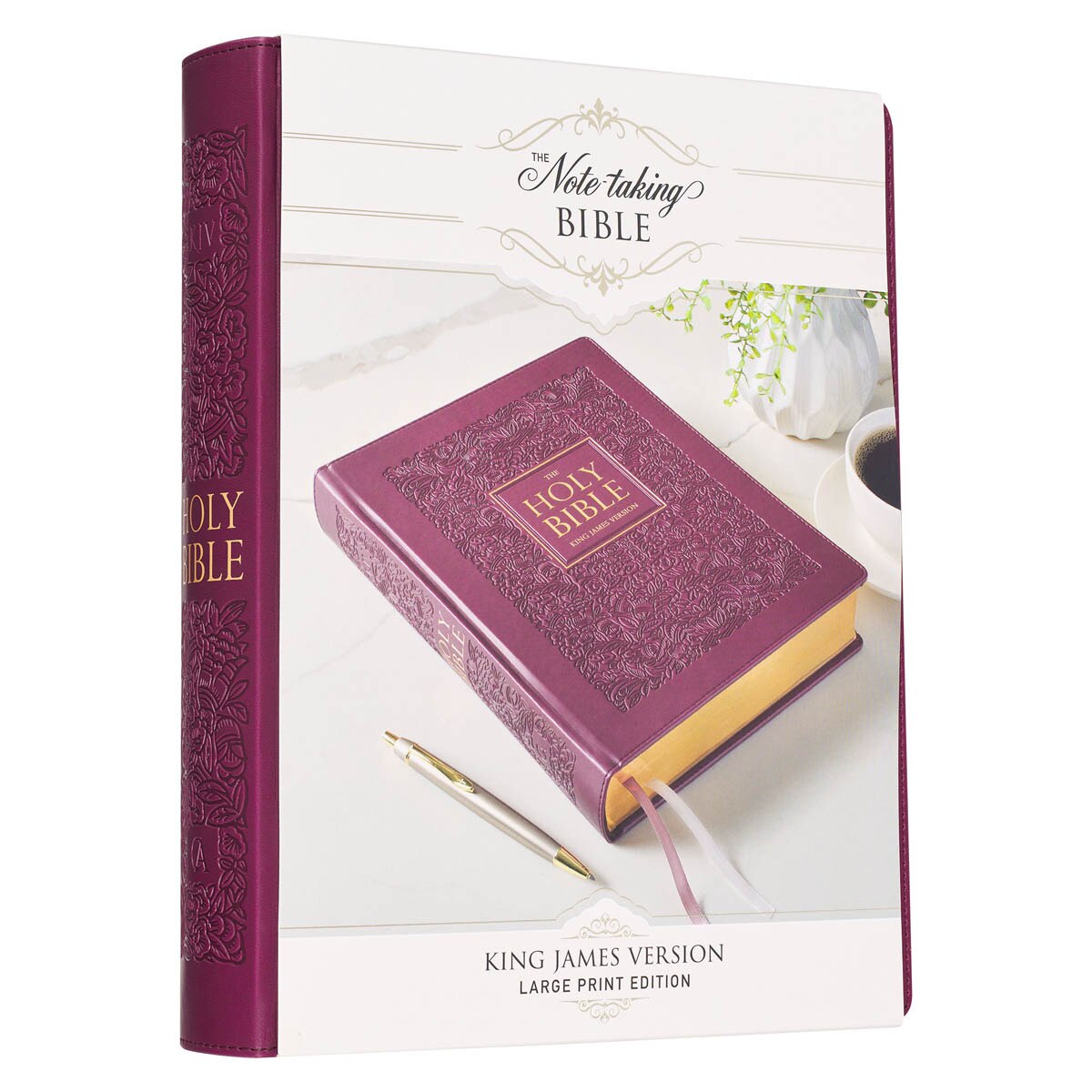 Red Plum Faux Leather Hardcover Large Print King James Version Note-taking Bible - Image 12