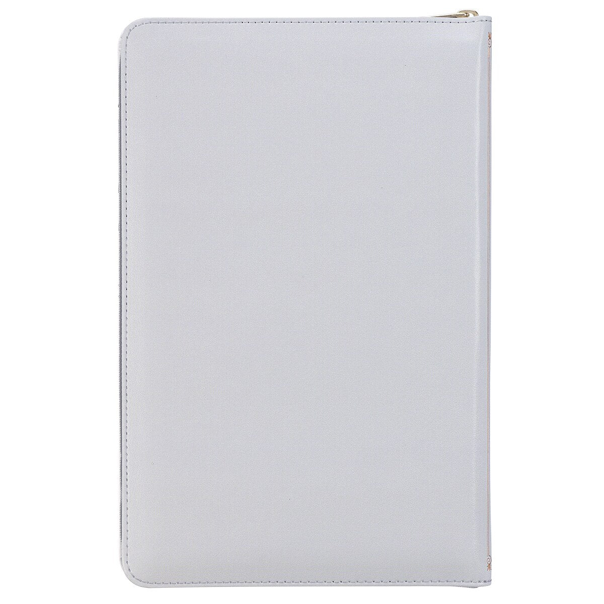 Frosty Gray and Pink Floral Faux Leather King James Version Deluxe Gift Bible with Thumb Index and Zipper Closure