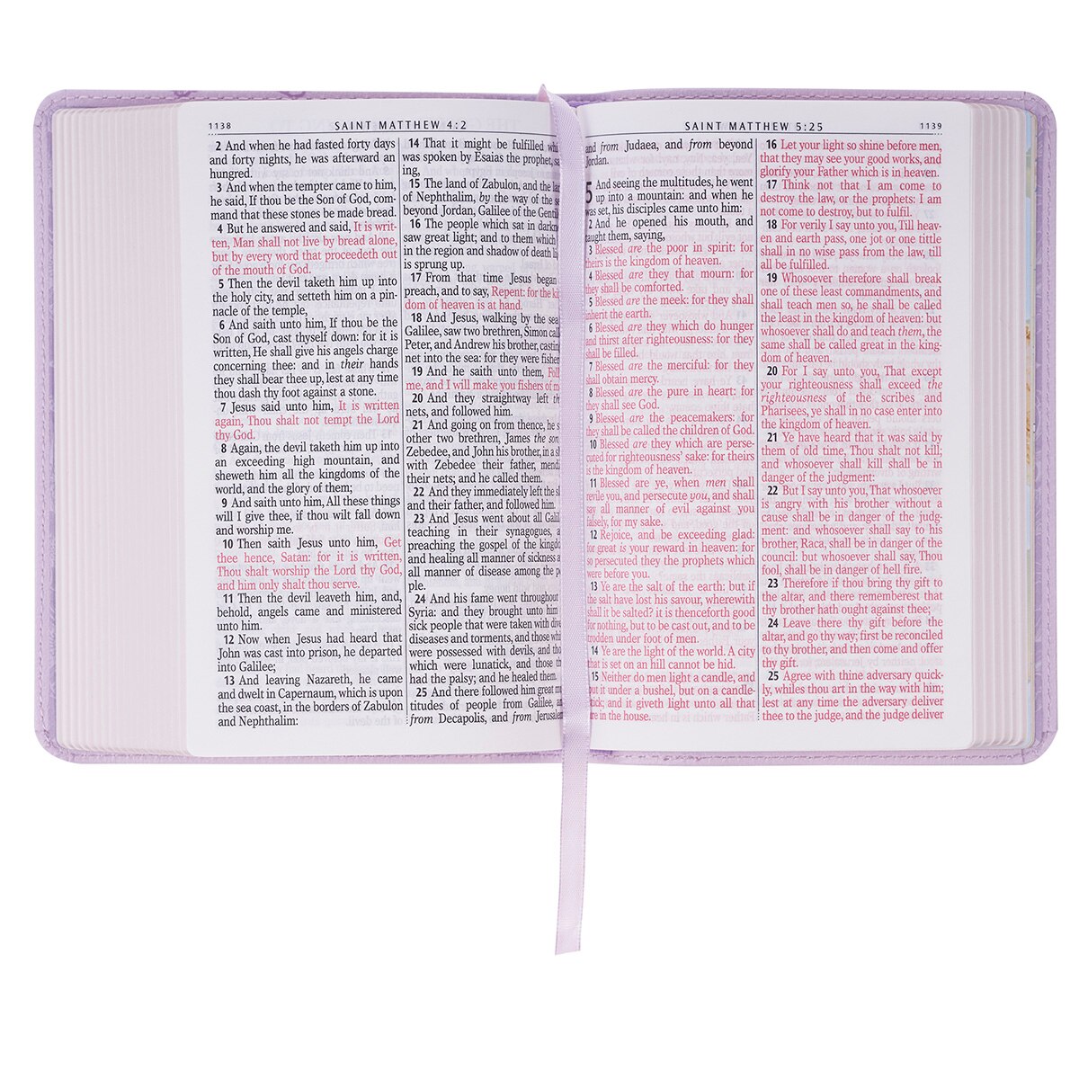 Lavender Bouquet Faux Leather Large Print Compact King James Version Bible - Image 6