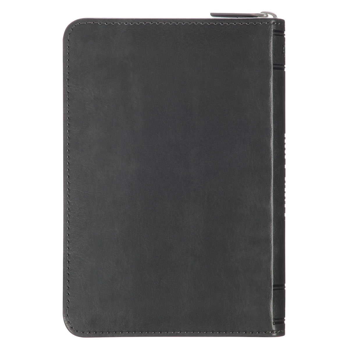 Gray Lion Faux Leather King James Version Pocket Bible with Zipper Closure
