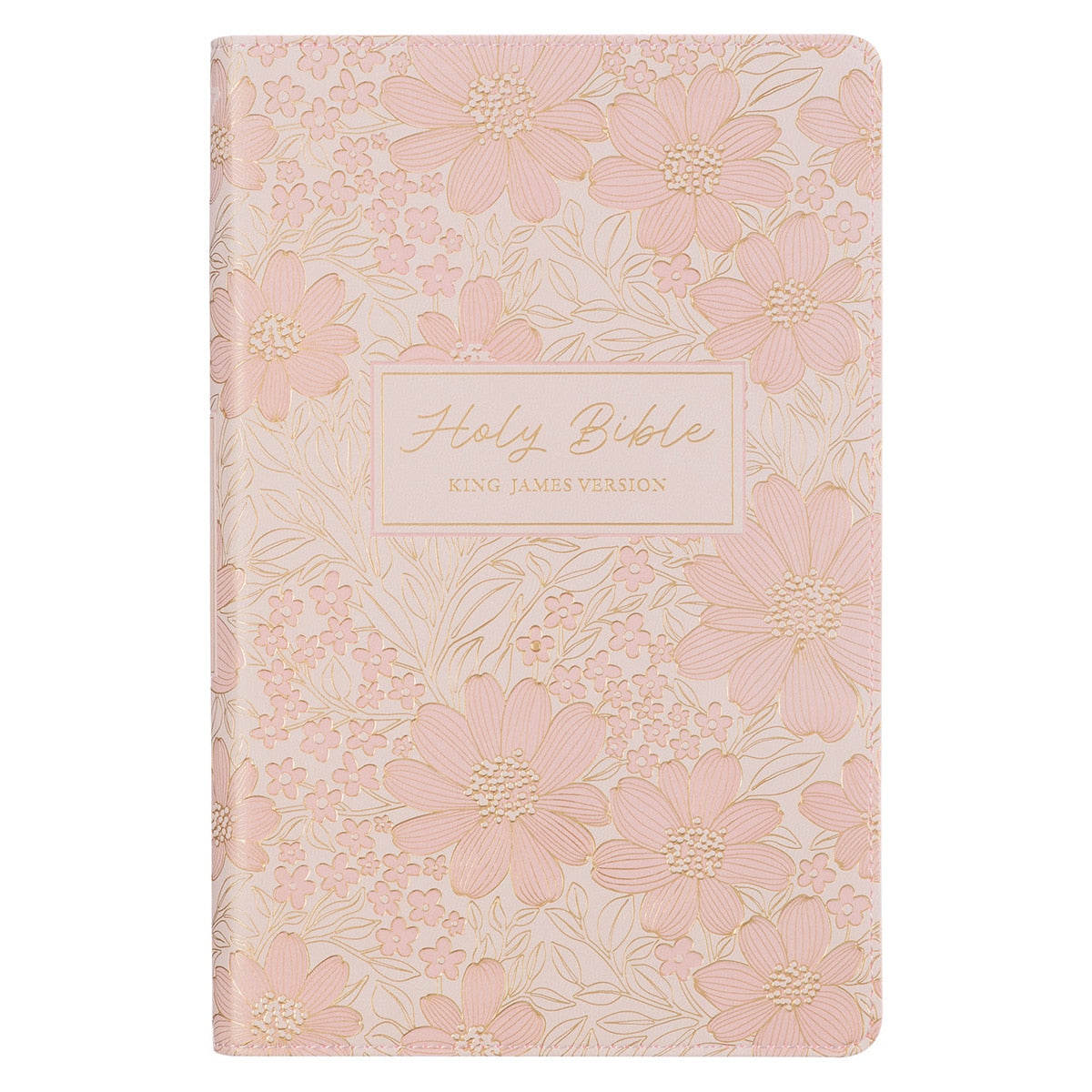 Pale Pink Floral Faux Leather King James Version Deluxe Gift Bible with Thumb Index