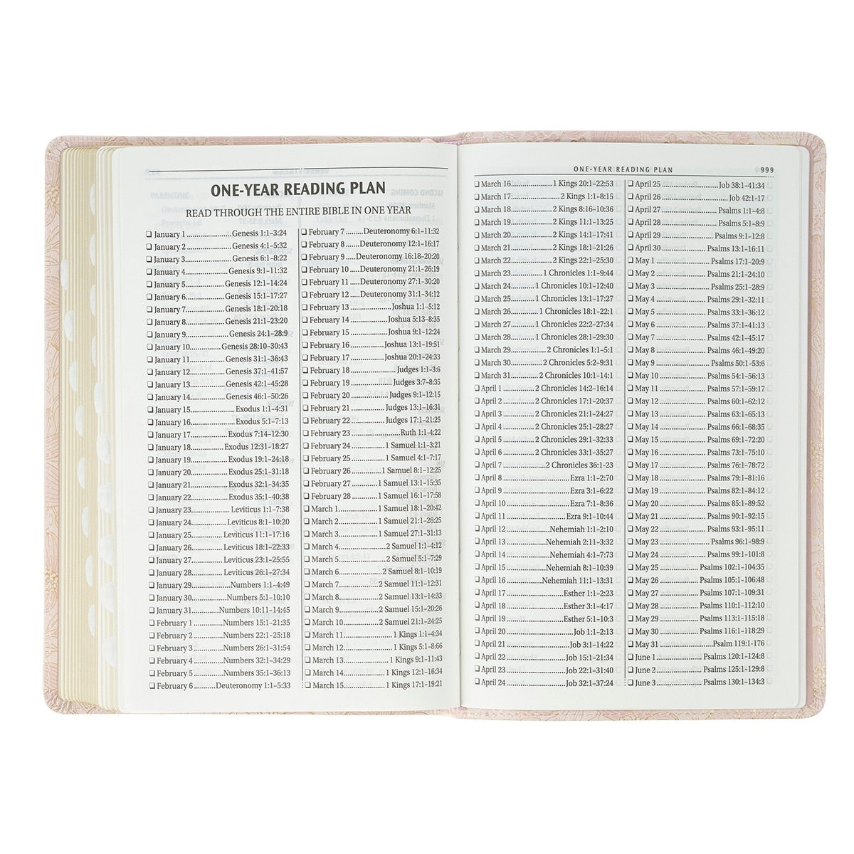 Pale Pink Floral Faux Leather King James Version Deluxe Gift Bible with Thumb Index