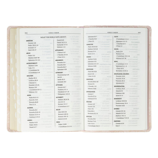 Pale Pink Floral Faux Leather King James Version Deluxe Gift Bible with Thumb Index
