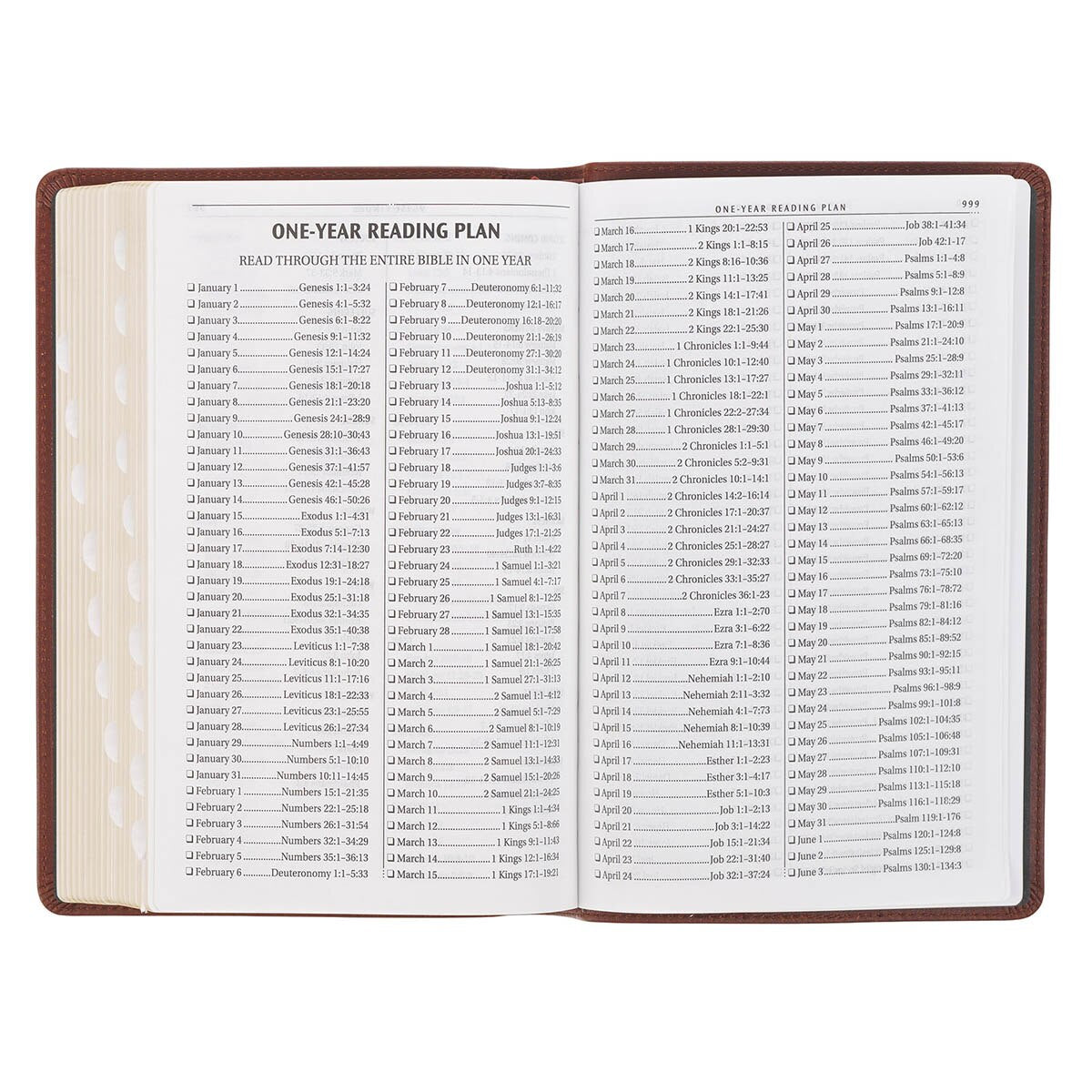 Triple Pane Frame Saddle Tan Full-grain Leather King James Version Deluxe Gift Bible with Thumb Index - Image 7