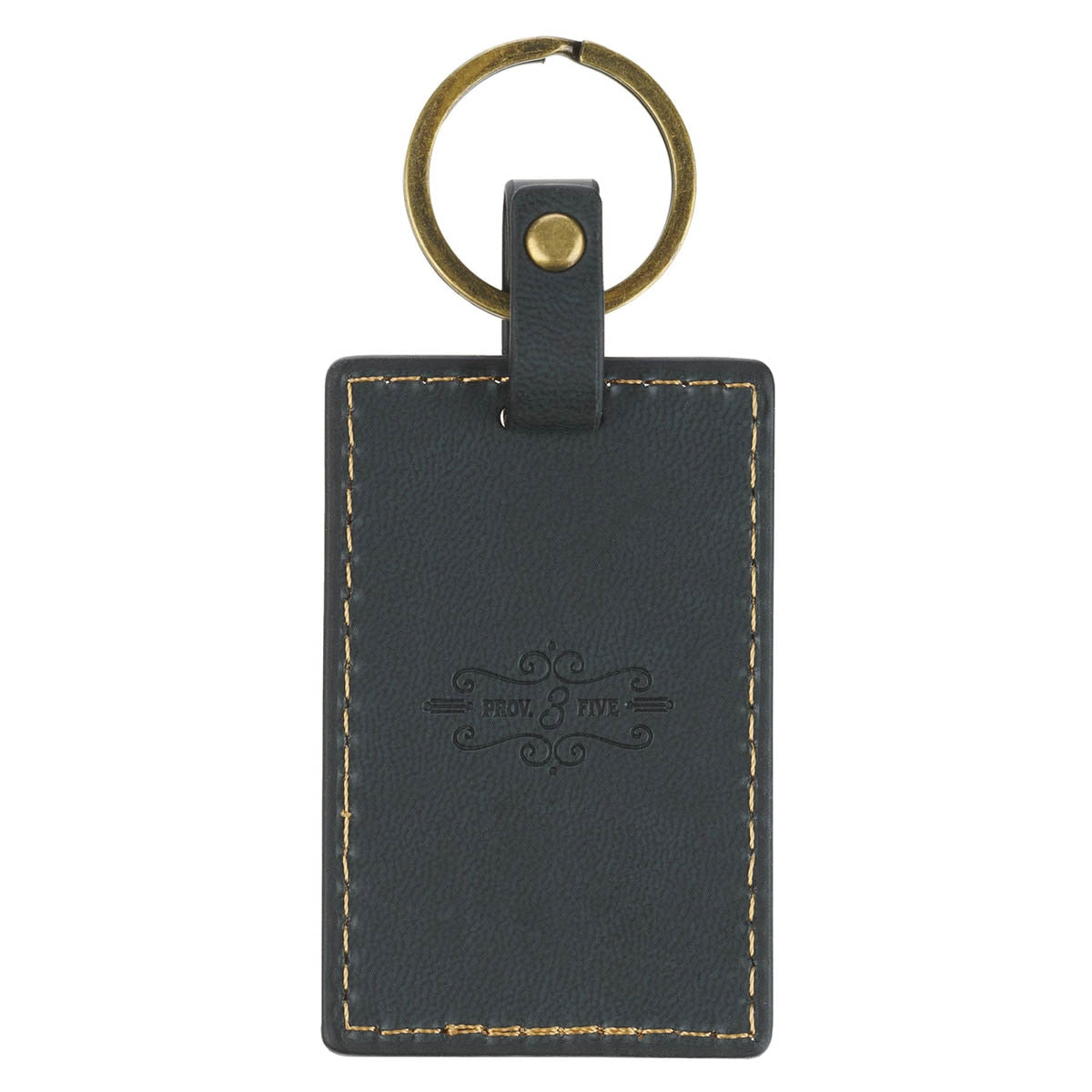 Trust in the Lord Charcoal Gray Faux Leather Keychain - Proverbs 3:5