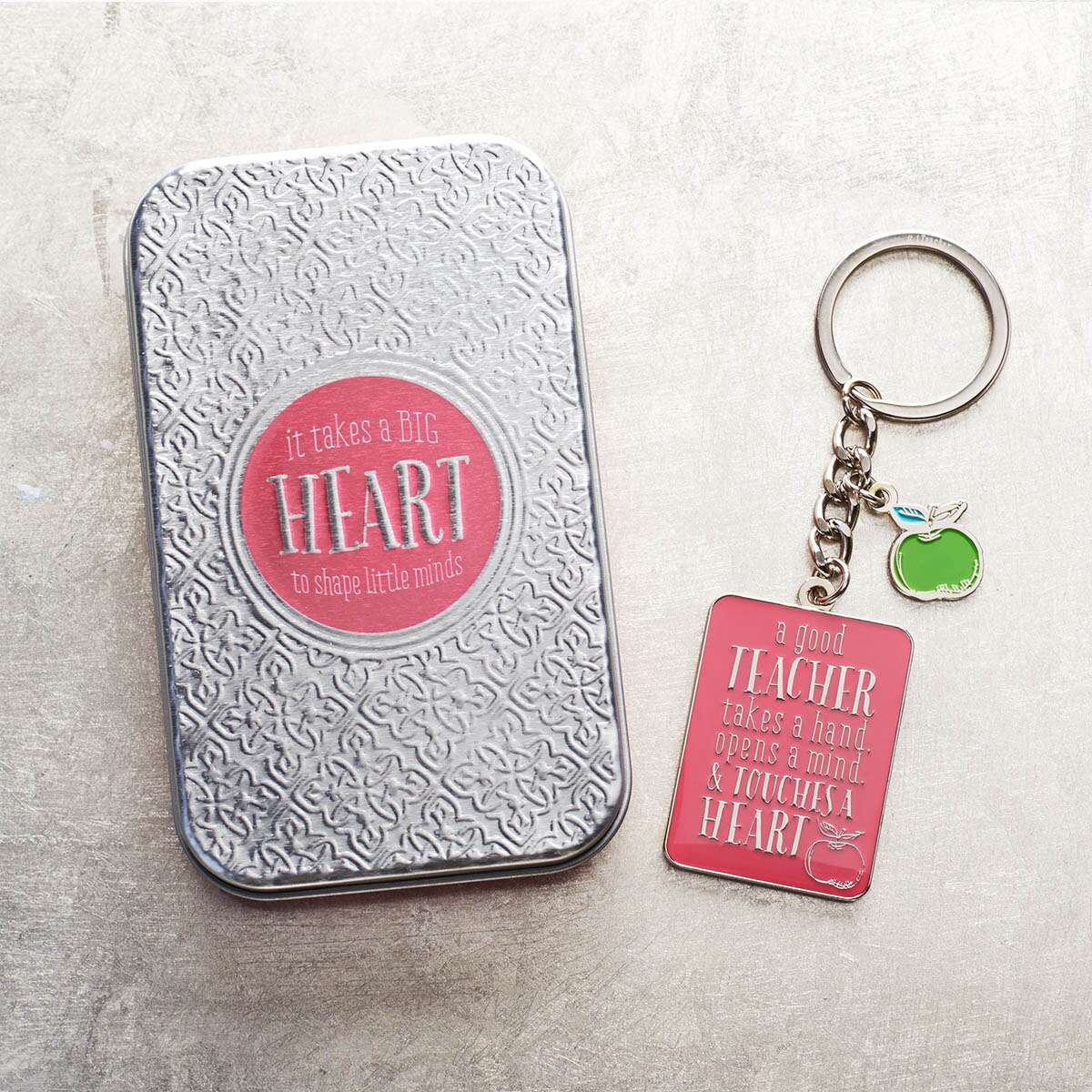 Pink Blessings for a #1 Teacher Key Ring in Gift Tin - 1 Corinthians 16:14 - Image 3