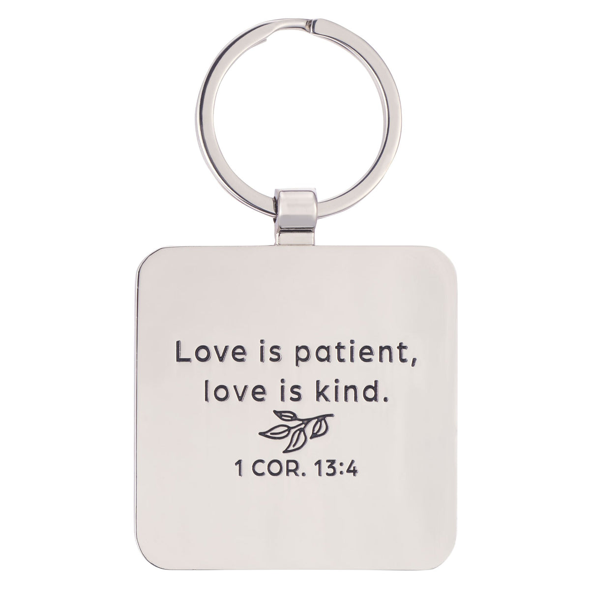 I Love You Mom Pink Epoxy-coated Metal Keychain - 1 Corinthians 13:4