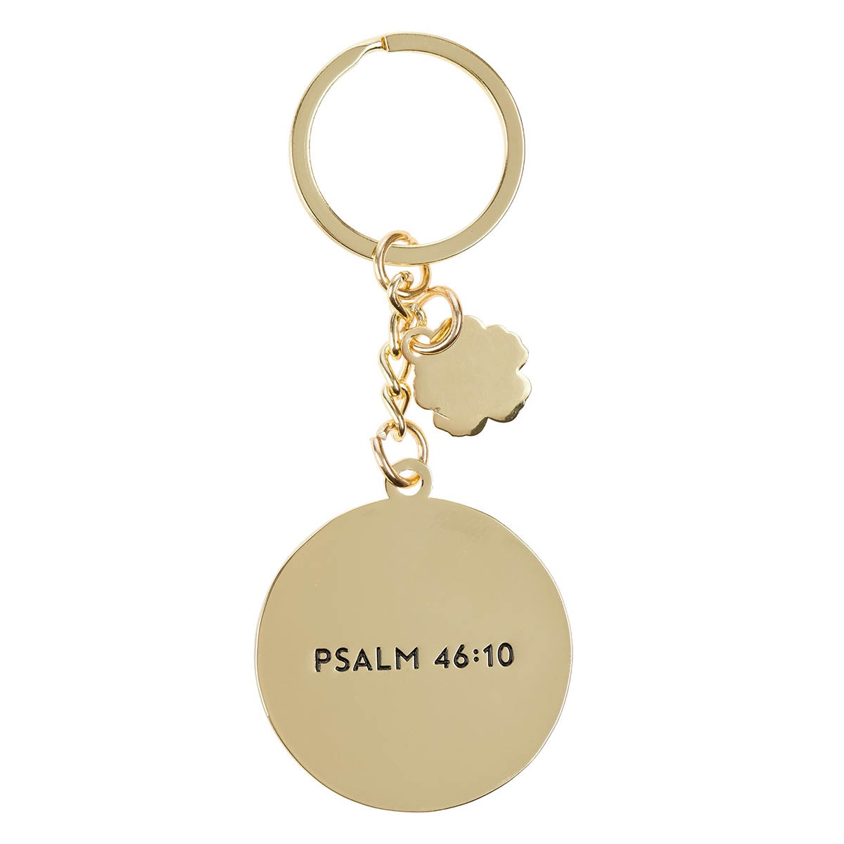 Be Still Teal Botanical Metal Keychain with Link Chain Medallion - Psalm 46:10 - Image 2