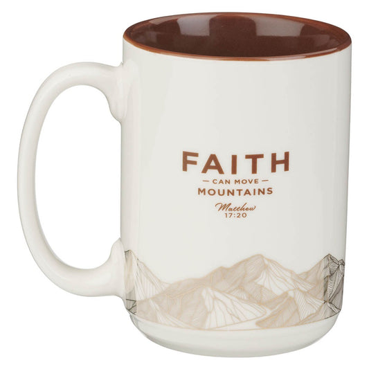Faith Can Move Mountains White Ceramic Coffee Mug - Matthew 17:20 - Image 2