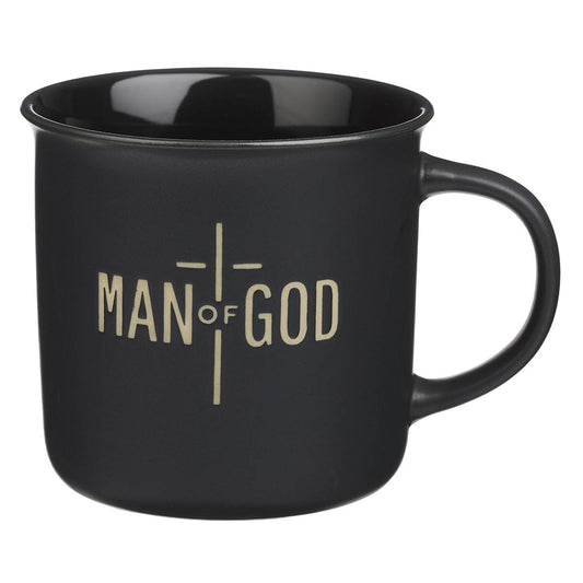 Man of God Matte Black Ceramic Coffee Mug - 1 Timothy 6:11