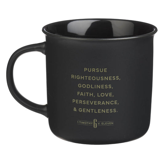 Man of God Matte Black Ceramic Coffee Mug - 1 Timothy 6:11 - Image 2