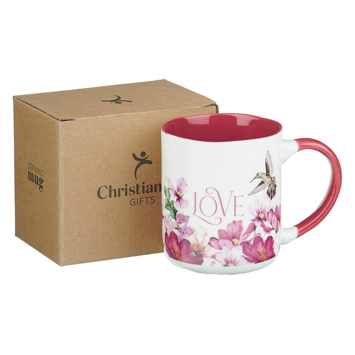 Love Cherry Pink Hummingbird Ceramic Coffee Mug - 1 Corinthians 13:4 - Image 3