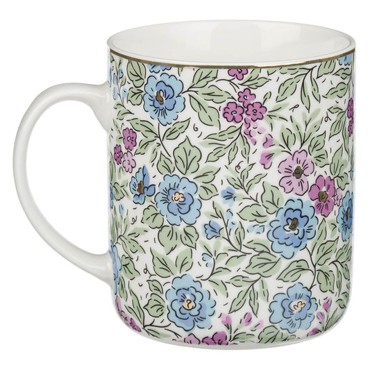 Be Still and Know Purple Trio Floral Ceramic Coffee Mug - Psalm 46:10 - Image 2