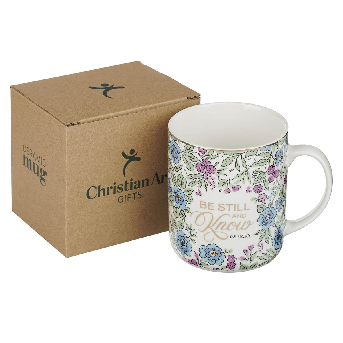 Be Still and Know Purple Trio Floral Ceramic Coffee Mug - Psalm 46:10 - Image 3