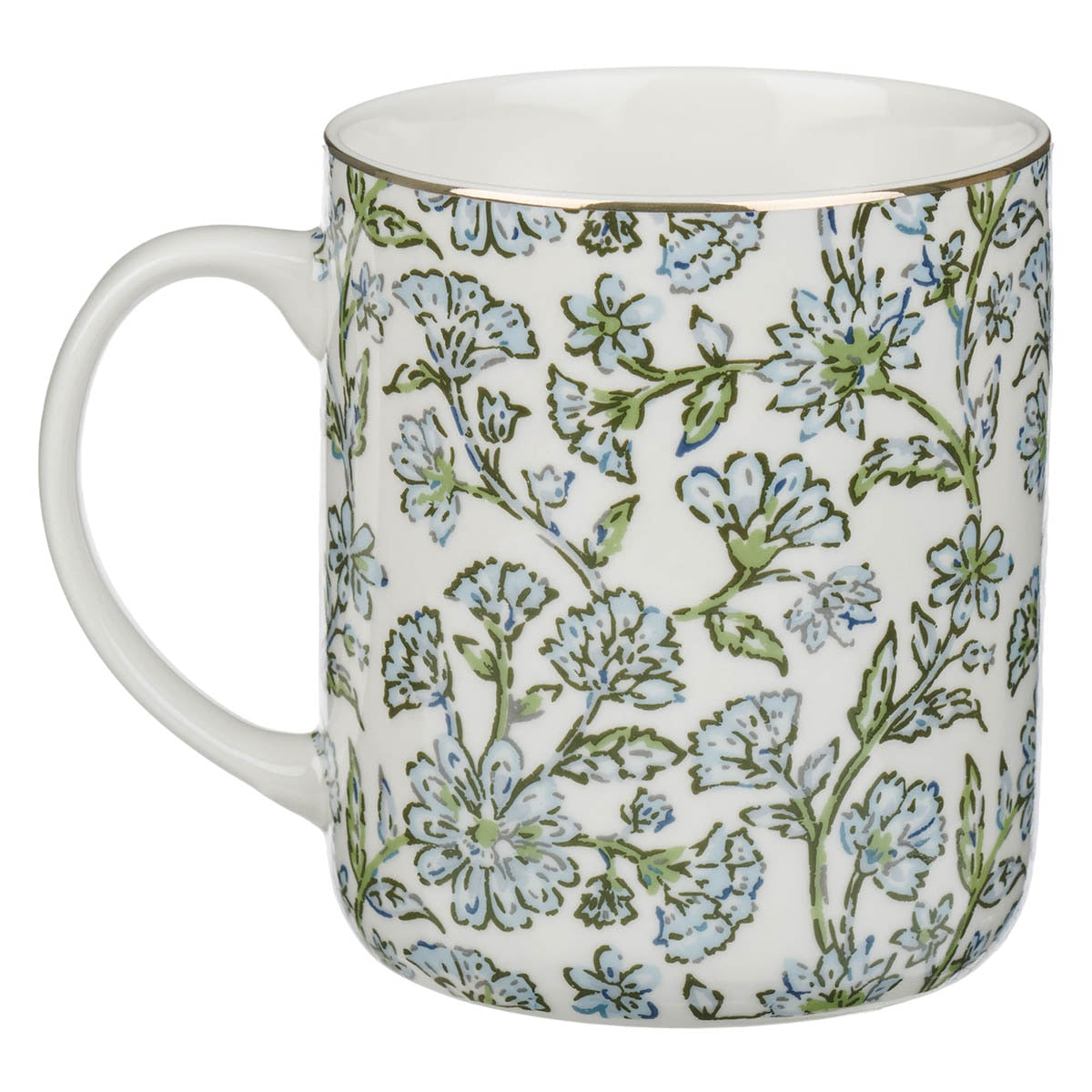 Strength and Dignity Blue Cottage Garden Ceramic Coffee Mug - Proverbs 31:25 - Image 2
