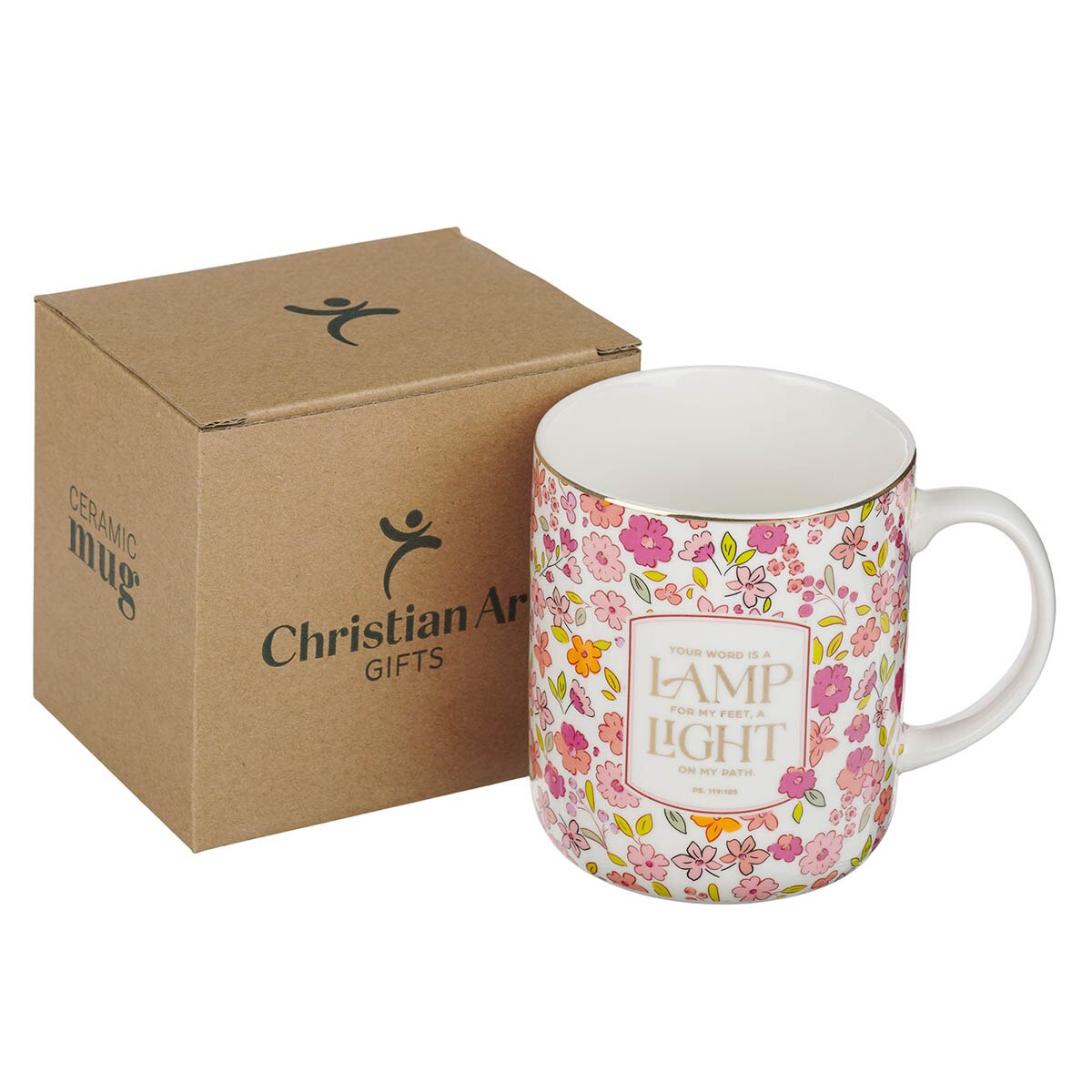 Lamp for My Feet Pink Meadow Ceramic Coffee Mug - Psalm 119:105 - Image 3