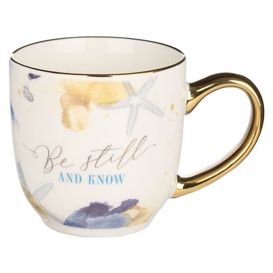 Be Still Watercolored Ocean Ceramic coffee Mug - Psalm 46:10