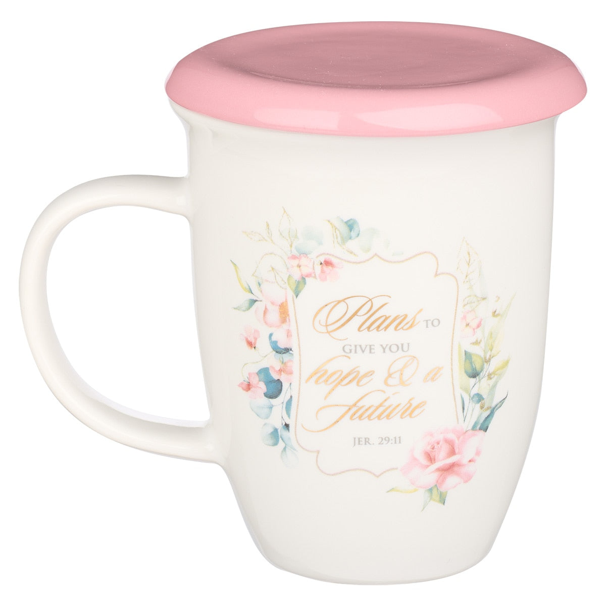 I Know the Plans Pink Lidded Ceramic Coffee Mug - Jeremiah 29:11 - Image 2