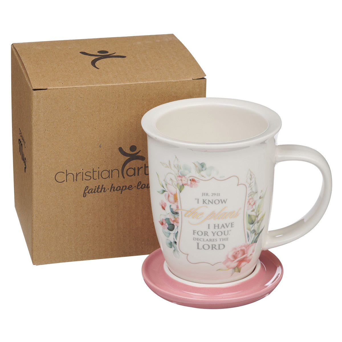 I Know the Plans Pink Lidded Ceramic Coffee Mug - Jeremiah 29:11 - Image 4