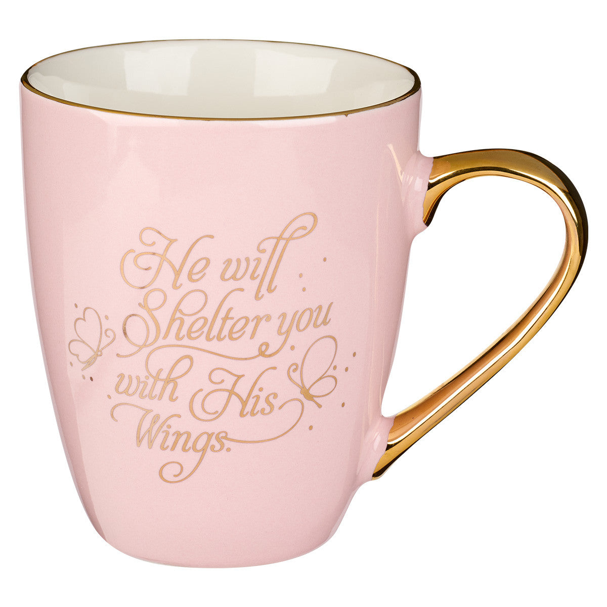 Shelter You Pink and Gold Ceramic coffee Mug - Psalm 91:4