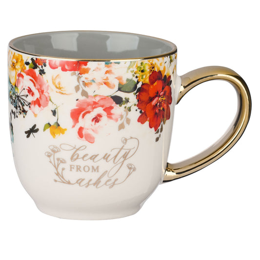 Beauty From Ashes Red Marigold Ceramic coffee Mug - Isaiah 61:3