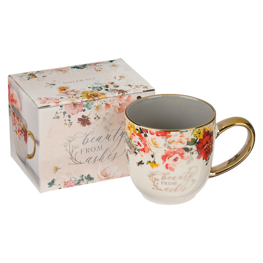 Beauty From Ashes Red Marigold Ceramic coffee Mug - Isaiah 61:3