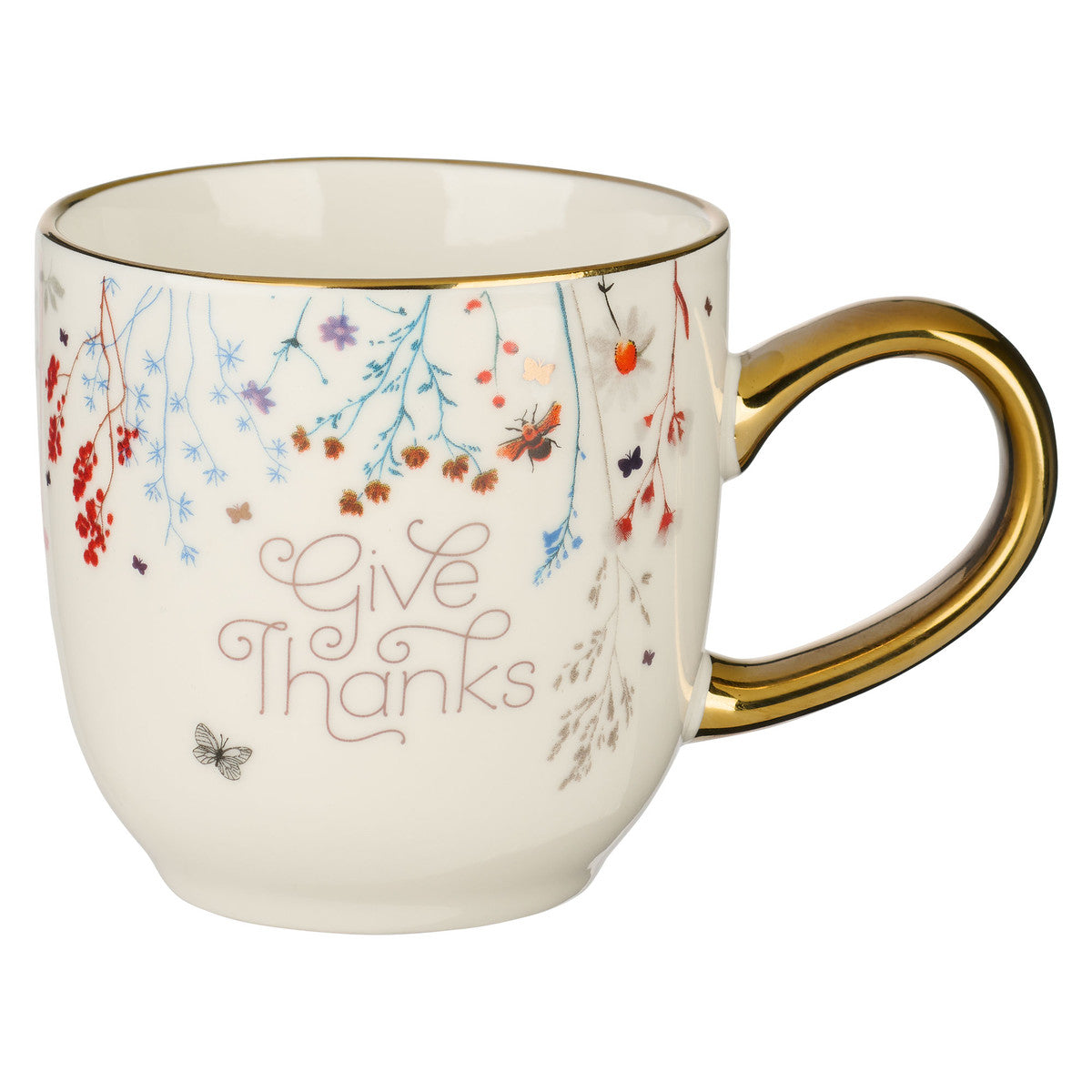 Give Thanks Topsy-Turvy Wildflowers Ceramic coffee Mug - 1 Thessalonians 5:18