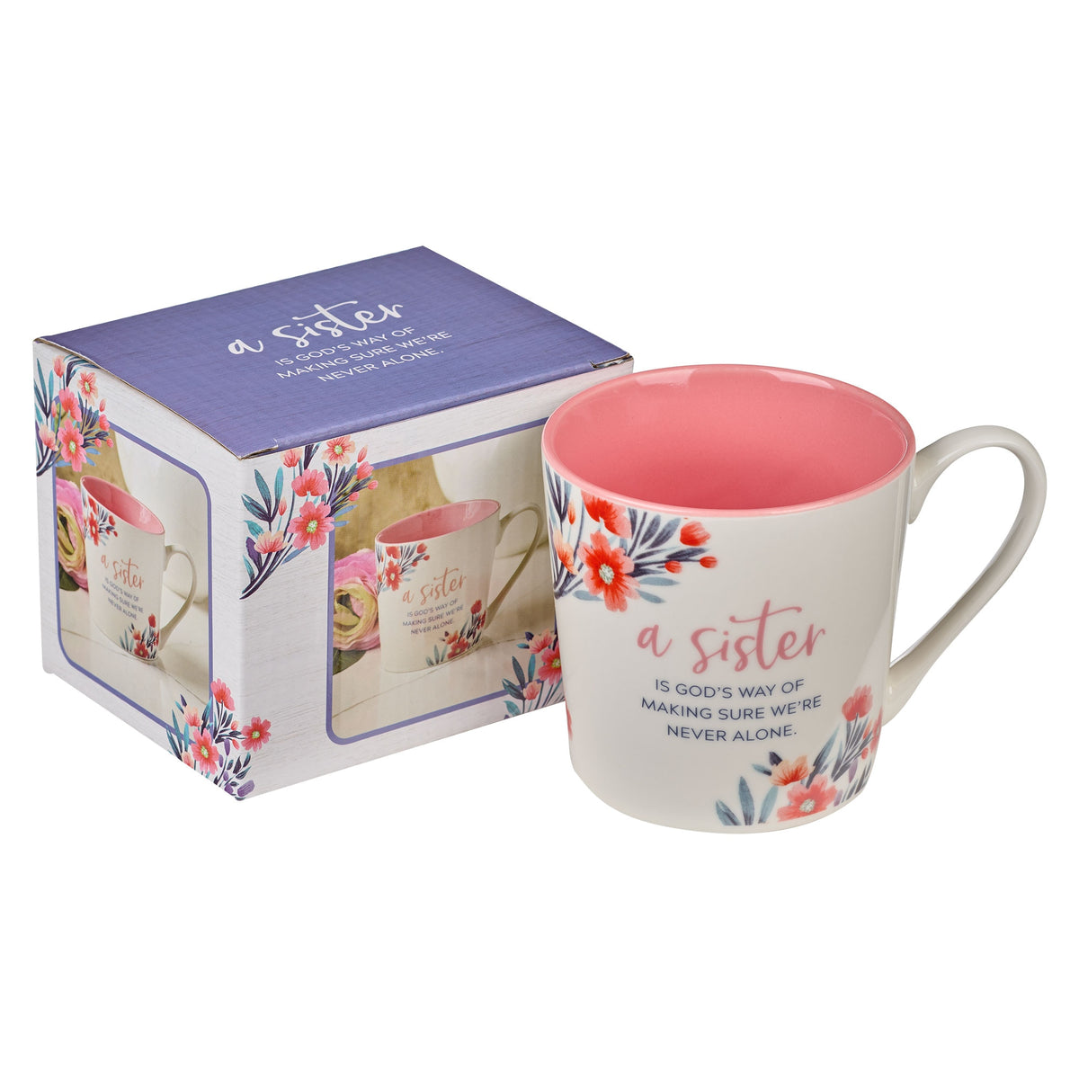 Sister Pink Floral Ceramic Coffee Mug - Proverbs 31:29