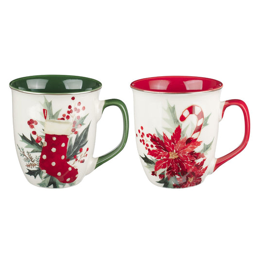 Adore Him Poinsettia Ceramic Coffee Mug Set - Isaiah 9:6  (Christmas Special)