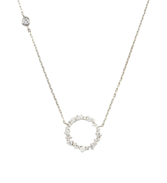 925 Sterling Silver Wreath Crown Setting Pendant Necklace