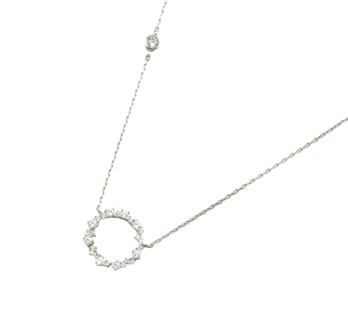 925 Sterling Silver Wreath Crown Setting Pendant Necklace