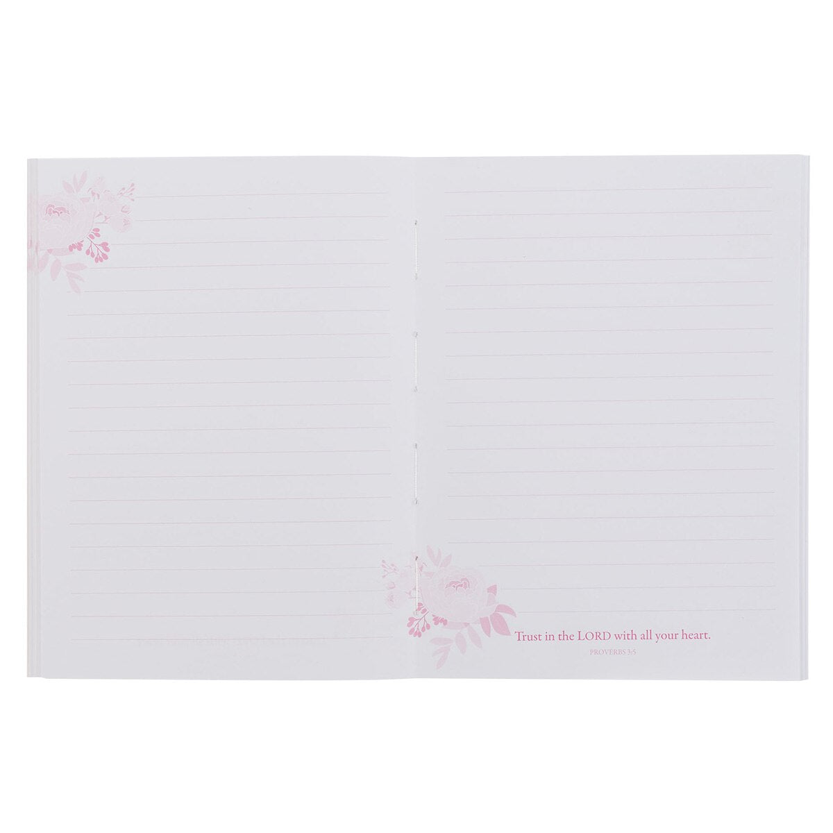 Trust in the Lord Pink Floral Medium Notebook - Proverbs 3:5