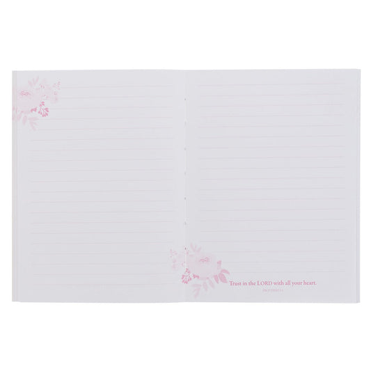 Trust in the Lord Pink Floral Medium Notebook - Proverbs 3:5