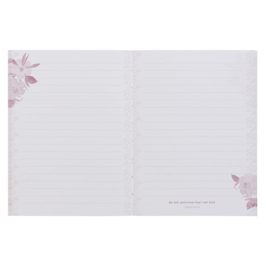 Be Still and Know Pink Floral Medium Notebook - Psalm 46:10