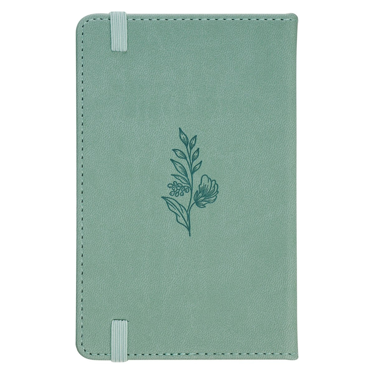 Faith Teal Floral Faux Leather Hardcover Notebook with Elastic Band Closure - 2 Corinthians 5:7