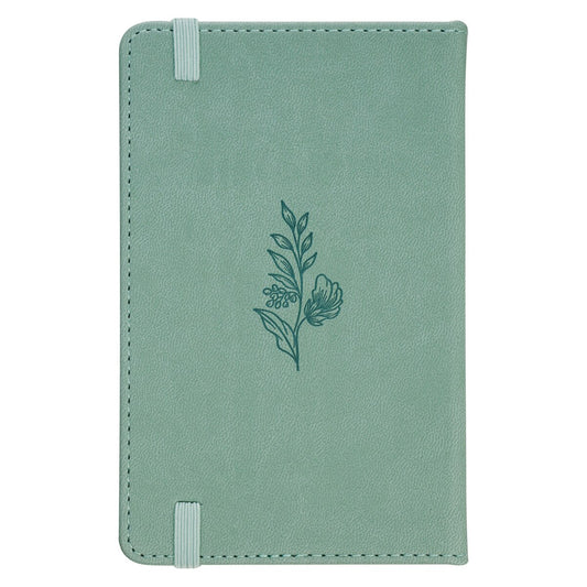Faith Teal Floral Faux Leather Hardcover Notebook with Elastic Band Closure - 2 Corinthians 5:7
