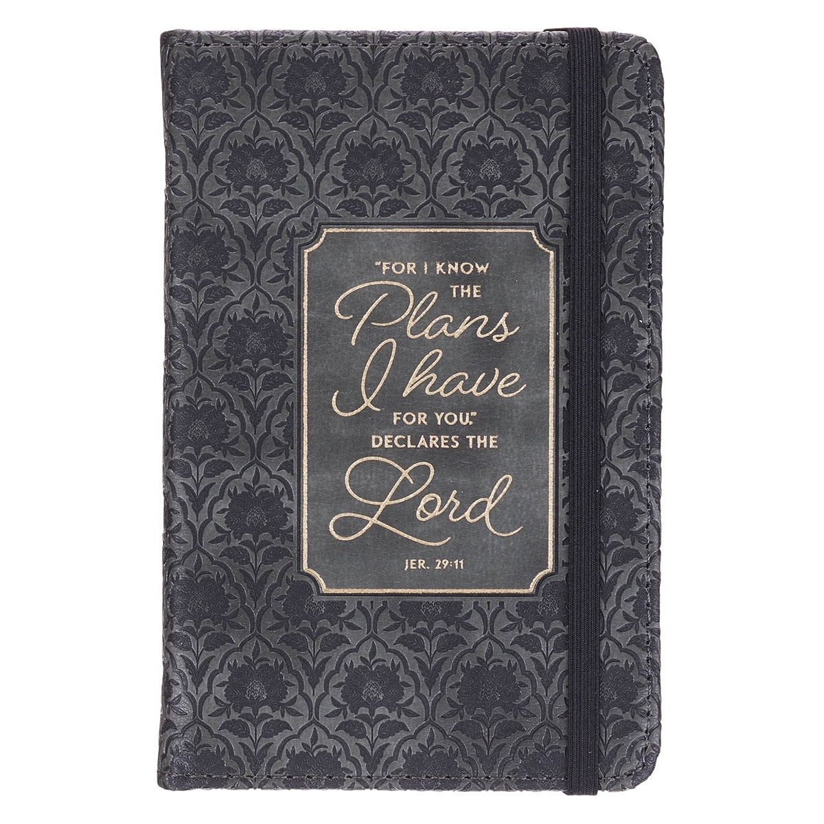 I Know the Plans Graphite Gray Faux Leather Hardcover Notebook with Elastic Closure - Jeremiah 29:11