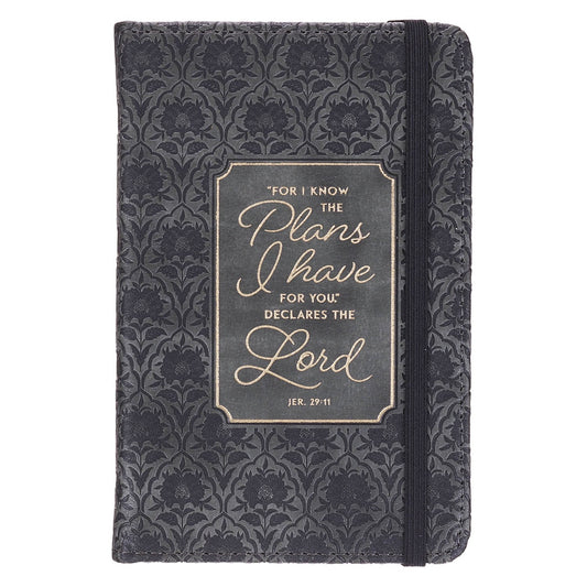 I Know the Plans Graphite Gray Faux Leather Hardcover Notebook with Elastic Closure - Jeremiah 29:11